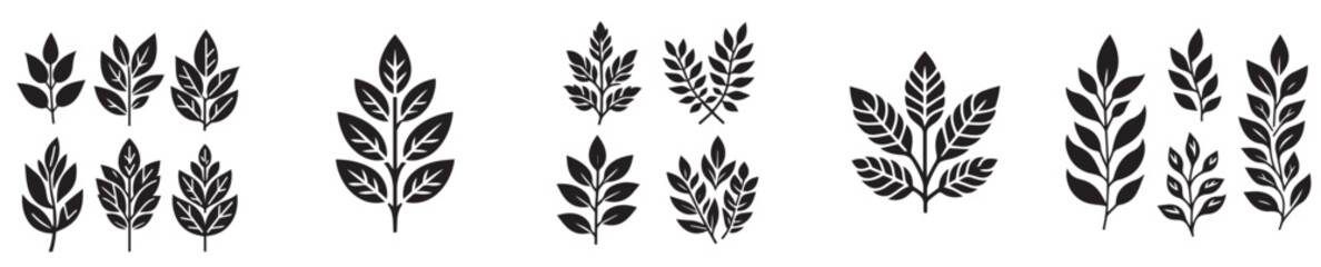 vector set of silhouette leaves