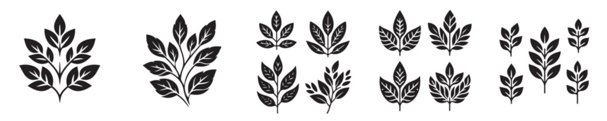 vector set of silhouette leaves