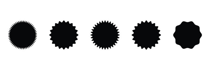 Simple sticker like sign - circle with sharp waves edge . Vector Illustration . EPS 10 . 