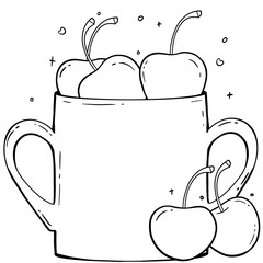 Mug of Cherries Coloring Page