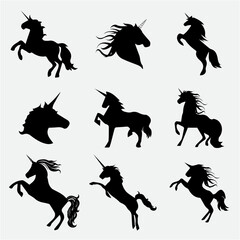 Unicorn Vector Black an White_set-2