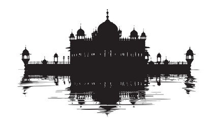 Obraz premium Gurdwara silhouette isolated in White background