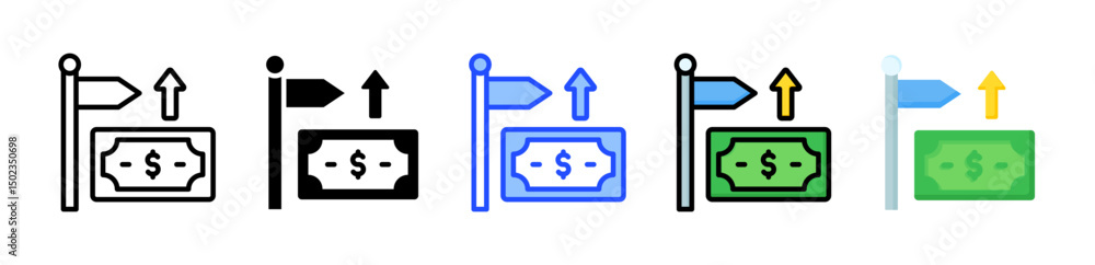Poster pricing icon collection with multiple styles