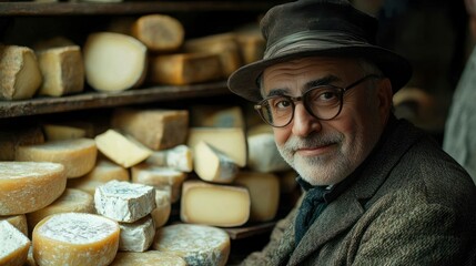 Mature man in a cheese shop