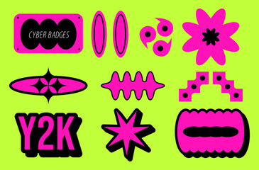 Brutalism Y2K Element Set – Abstract Vector Collection