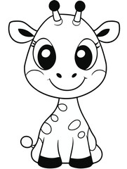 Cute Giraffe Illustration – Simple Safari Animal Outline Drawing