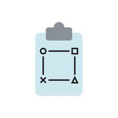 Fototapeta premium flat illustration of a clipboard with blocks and checkboxes, representing structured planning and task management.