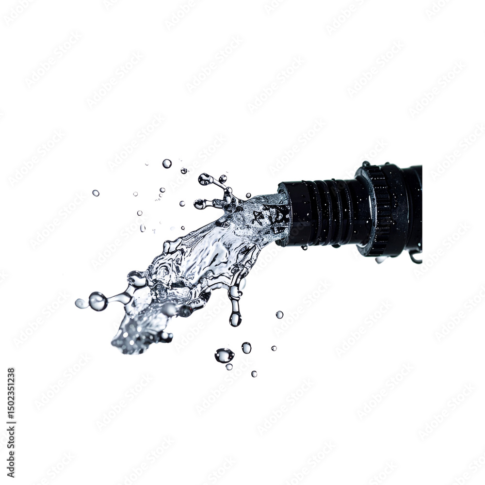 Poster water splashing from pipe image up jet wet flow cool on transparent background