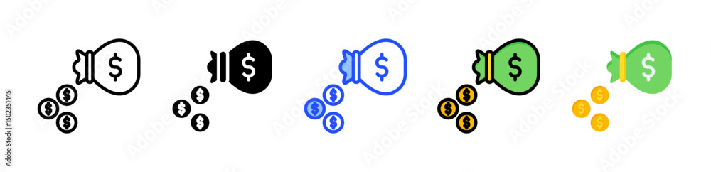 Poster expense icon collection with multiple styles