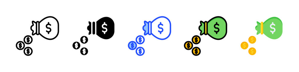 Expense Icon Collection With Multiple Styles