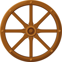 Obraz premium Rustic Wooden Wheel Wild West Illustration