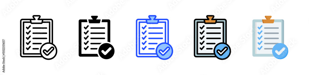 Poster feasibility study icon collection with multiple styles