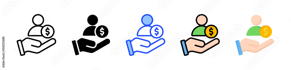 Poster sales icon collection with multiple styles