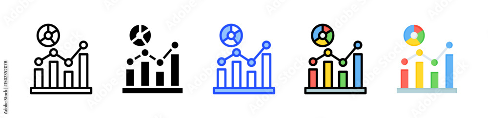 Poster statistics icon collection with multiple styles