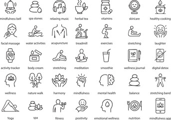 Wellness Icons Vector Illustration. Health and Lifestyle Symbols.