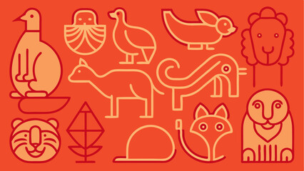 Obraz premium Explore a detailed collection of animals and wildlife stroke icons designed for creative professionals looking to add a natural and organic touch to their digital projects