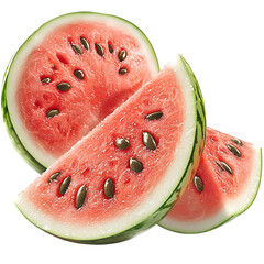 Watermelon slice with seeds and fresh red summer fruit cross PNG On Transparent Background
