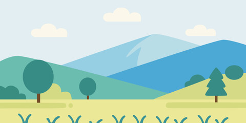 flat cartoon mountain landscape illustration