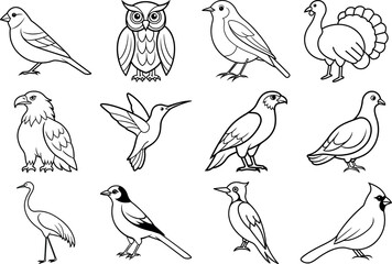 Minimalist Birds Line Art Pack for Commercial Use