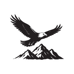 flying eagle in the mountains vector