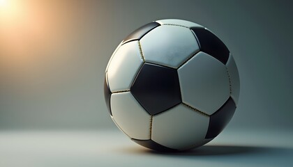 Naklejka premium Soccer Ball on Grey Surface with Soft Lighting