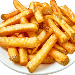 Golden french fries with crispy texture and salt seasoning PNG On Transparent Background