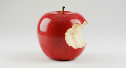 Juicy Red Apple with a Bite Taken Out Fresh Fruit Photography