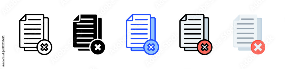 Poster bankruptcy document icon collection with multiple styles