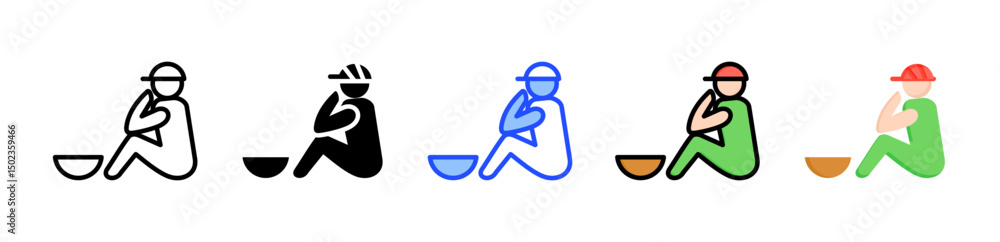 Poster homeless icon collection with multiple styles