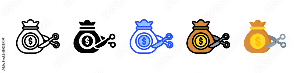 Poster reduced wages icon collection with multiple styles