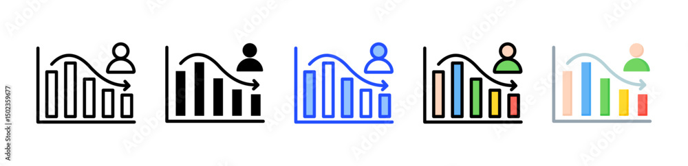 Poster consumer confidence drop icon collection with multiple styles