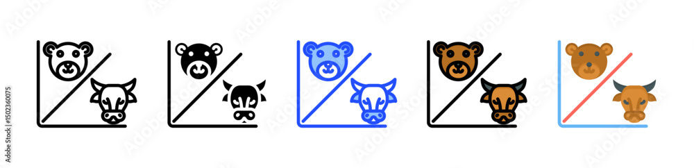 Poster market volatility icon collection with multiple styles