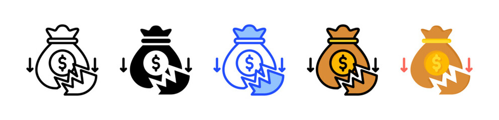 Bankruptcy Icon Collection With Multiple Styles