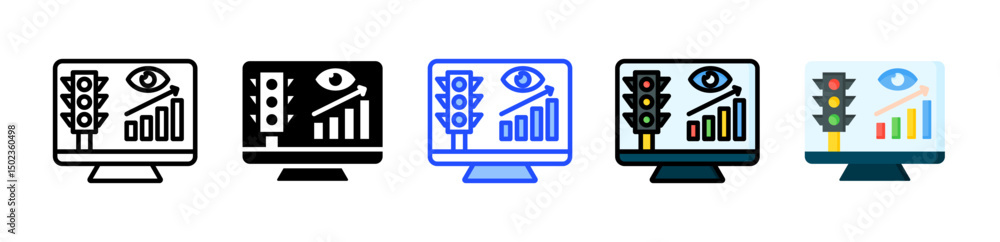 Poster traffic icon collection with multiple styles