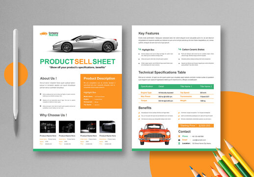 Product Data Sell Sheet Template