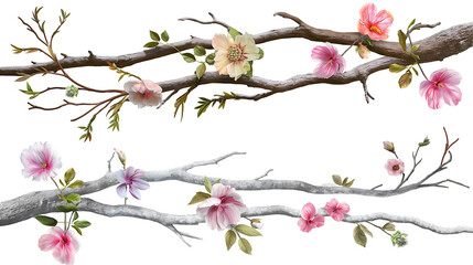 Spring Tree Branch with Flowers – Overlay PNG

