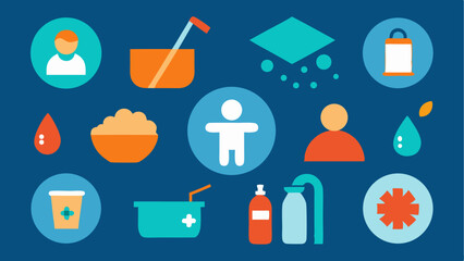 Editable stroke icons focused on hygiene and cleanliness including sanitation routines and safety practices perfect for health education or medical applications