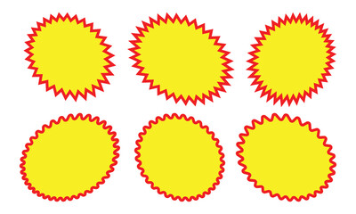 Blank badge sticker label starburst set