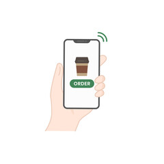 Mobile Coffee Order Icon – Vector Illustration (Flat Design)