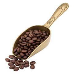 Obraz premium Ornate Brass Scoop Overflowing with Roasted Coffee Beans
