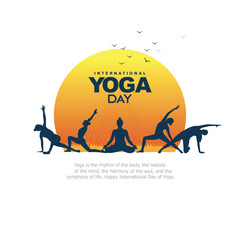 international yoga day. yoga body posture. Woman practicing yoga. vector illustration design