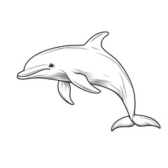 Obraz premium Side view dolphin icon in leaping pose with smooth outlines and oceanic theme