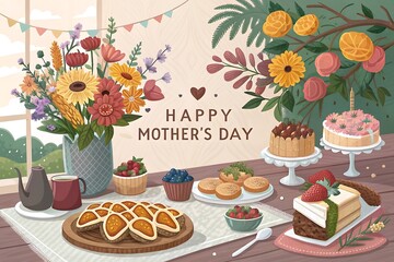 Mother's Day in the month of May. Happy Mothers Day