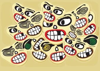 Vector face character, Carton face, vector abstract design Print, wallpaper, pattern background and Adobe illustrator artwork	