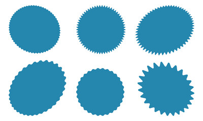 Blank badge sticker label starburst set