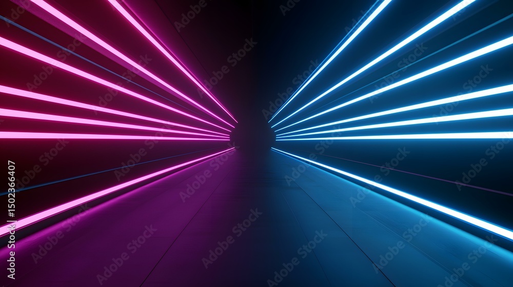 Poster the image contains a digitally rendered scene of a futuristic corridor, split down the middle with v