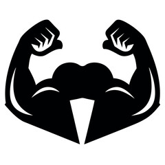 Muscles Logo Design isolated vector icon silhouette icon on white background 