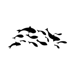 Silhouette of a school of fish vector illustration 
