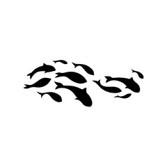 Silhouette of a school of fish vector illustration 