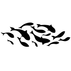 Silhouette of a school of fish vector illustration 
